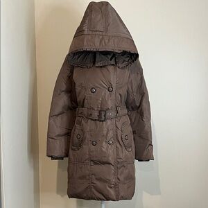 Women's Brown Hooded Puffer Coat Size M